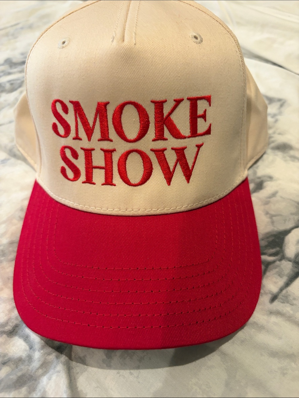 OTTO Two-Tone Snapback Cap - Cream & Red